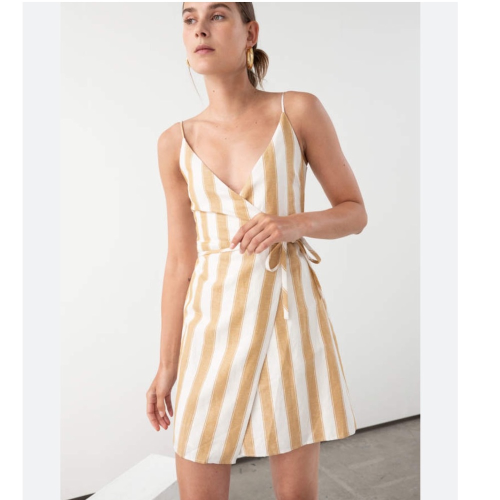 & Other Stories Yellow and White Striped Dress